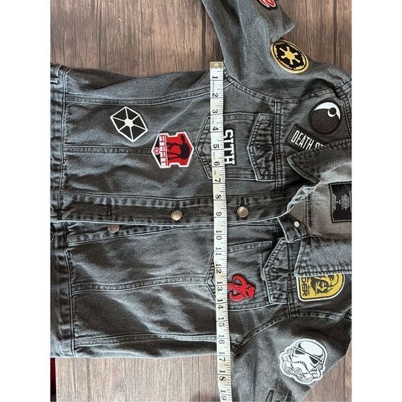 We Love Fine by Goldie Star Wars Patchwork Denim Jacket Black Sith Darkside Smal - Picture 10 of 10